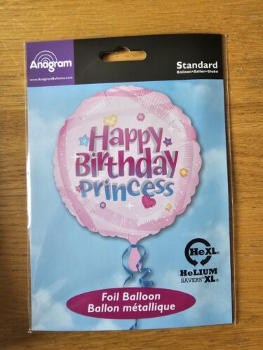 Happy Birthday Princess Pink 18" Foil Helium Balloon Party Decoration - Picture 1 of 1