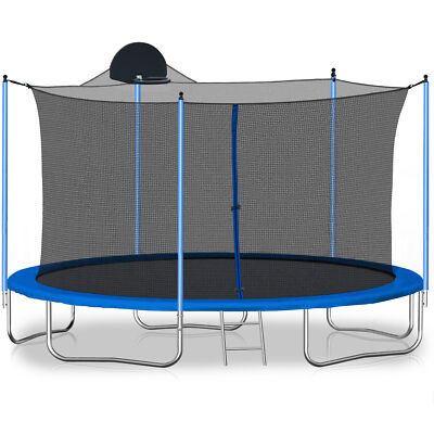 12FT Trampoline for Adults & Kids with Basketball Hoop, Outdoor Trampolines