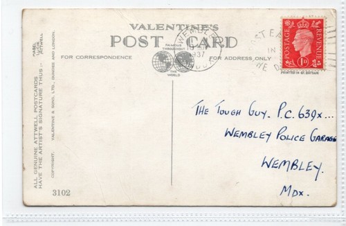 (Gd1823) Mabel Lucie Attwell, Valentines 3102, Child and Baby In A Cradle, 1937 - Picture 2 of 4