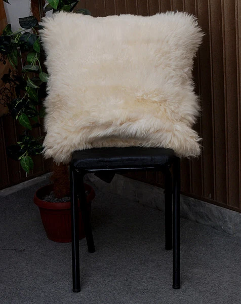 100% NUEVO GENUINO Piel de Oveja Natural (Juego de 4 Fundas) 45x45cm Funda Cojín A-1 Foto 2 de 4