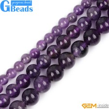 Natural Gemstone Purple Amethyst Round Beads For Jewelry Making 15" 1.5-2mm Hole