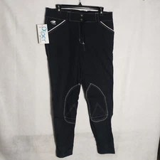NEW Piper Evolution High Rise Breeches Womens 32R Knee Patch Black White Pants
