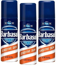 Barbasol Sensitive Skin Shaving Cream 2Oz Pack Of 3 With Aloe Moisturizer