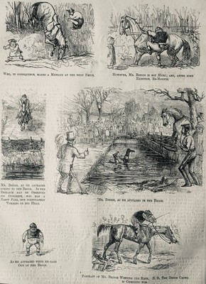 um 1851 PFERDERENNEN - STEILJAGD - MR BRIGGS & THE BROOK Original Antik Druck