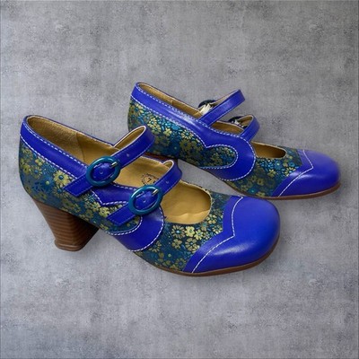John Fluevog Operetta Marcello Floral Double Strap Mary Jane Shoes Womens 7.5
