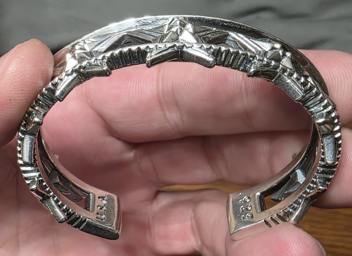 Cody Sanderson Navajo Sterling Silver 925 Barbed Star n Star Cuff