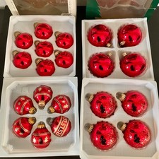 Alte Christbaumkugeln - Weihnachtskugeln - Glas - rot - Glitzer - 21 Stück 