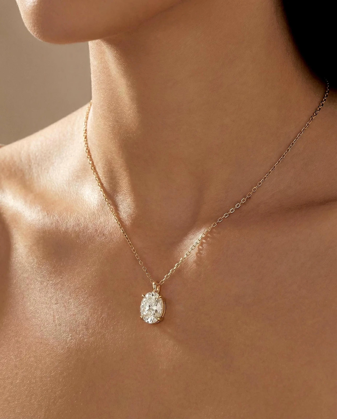 2Ct Oval Cut Lab Created Diamond Birthday Gift Pendant 14k Yellow Gold Plated