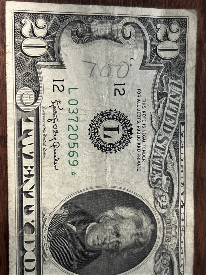 РЕДКАЯ 20 долларов 1963A звезда Примечание новом Сан-Франциско Калифорния винтажный коллекционер - Изображение 2 из 4