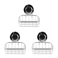 3Pcs Suction Cup Soap Dish Holder Alloy Storage Tray for Shower and Kitchen