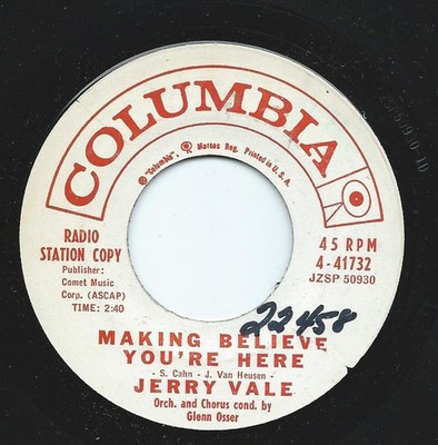 Jerry Vale - Making Believe You're Here - Used Vinyl Record 7 - Promo - G8100z