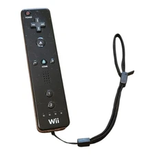 Nintendo Wii Remote Controller Black RVL-003 With Wrist Strap