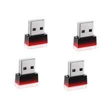4 PCS USB LED Car Interior Atmosphere Lamp, Portable Plug-in 5V USB Car LED Red
