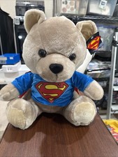 Superman Teddy Bear Plush Brown 18" Red Cape Vintage Six Flags 1990s