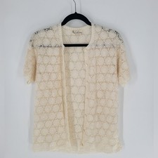 VINTAGE CROCHET cardigan sweater cream color crochet buttons DELICATE RETRO