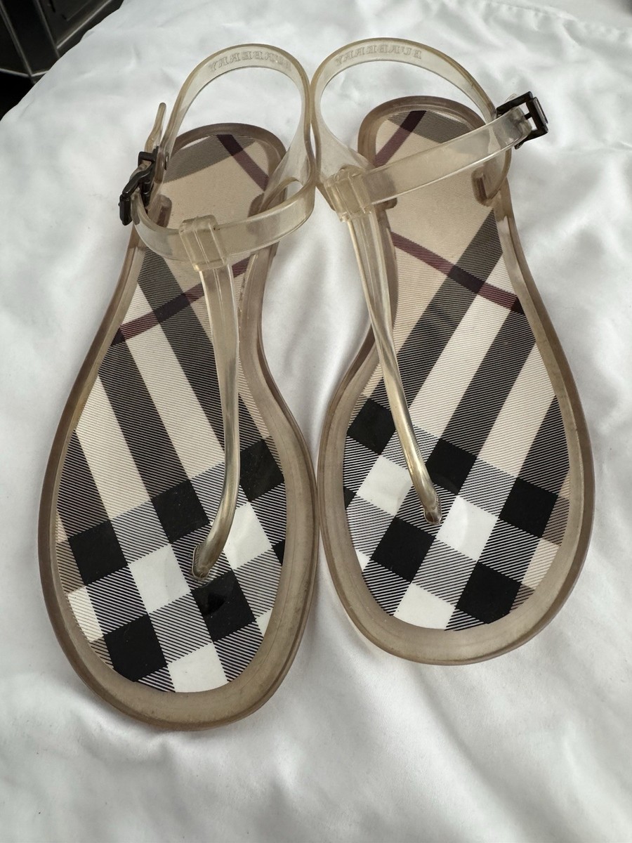 Burberry Nova Check Jelly FlipFlop Black Size 9 Eur 30 Shoes