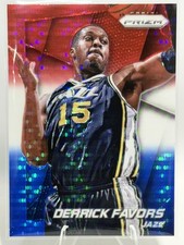 2014-15 Panini Prizm #91 Derrick Favors Prizms Red White and Blue Pulsar