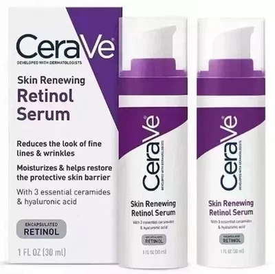 2X CeraVe Anti Aging Retinol Serum | Cream Serum for Smoothing Fine Lines, Skin