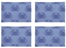 Blue Star Crab Placemats Set of 4 Woven Cotton