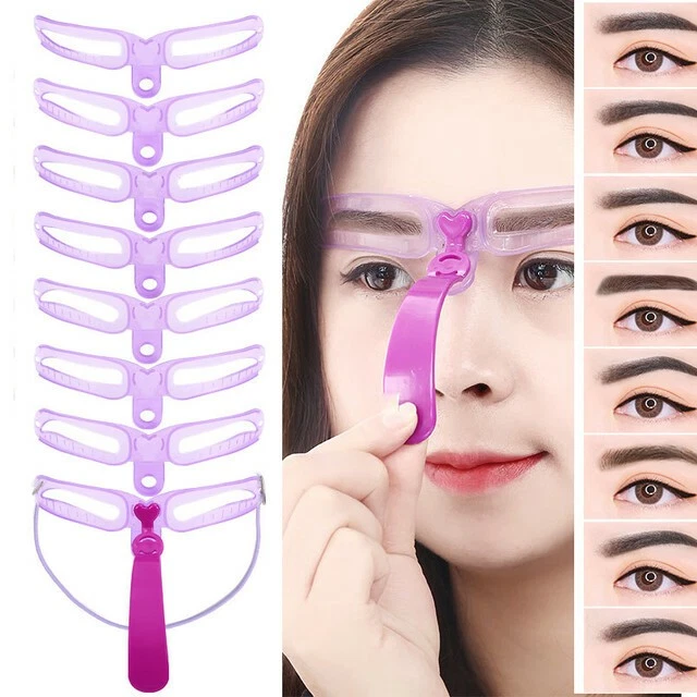 8 Styles Eyebrow Shaping Stencils Grooming Shaper Template Makeup Tool Kit - Image 2 of 4