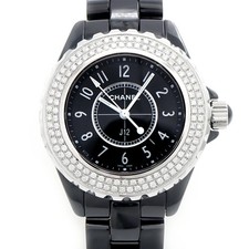 CHANEL J12 H0682 Diamond Black Ladies Quartz Watch Used