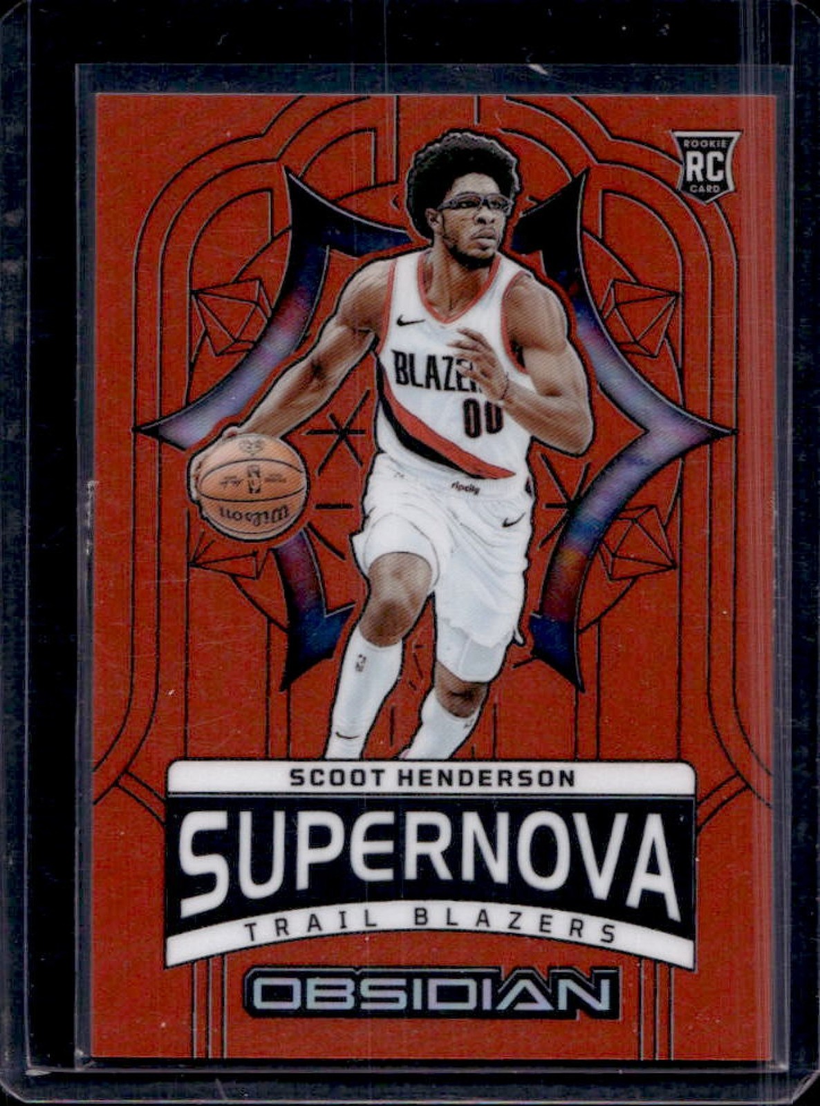 2023-24 Obsidian Scoot Henderson Supernova RC Electric Etch Orange Flood #21/75