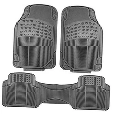  F11306GRAY-Solid Trimmable Heavy Duty All Weather Floor Mats 3pc Full Set Gray
