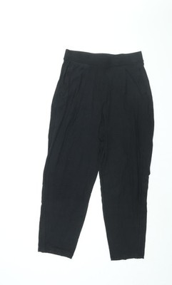 Marks and Spencer Damen Schwarz Viskose Cropped Hose Größe 10 L25 Normal