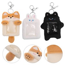 3PCS Plush Photocard Holder Keychain - Kawaii Animal Card Sleeve with Clear