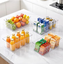 Sindcom 4-Pack Clear Plastic Food Storage Organizer Bins Pantry Drawer