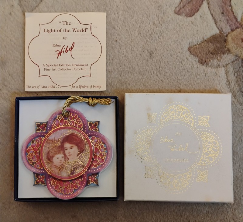 Limited Edition Edna Hibel Light of the World Porcelain Christmas Ornament