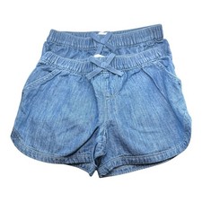 The Children's Place Girls Chambray Woven Pull On Shorts Lot of 2 Blue Size 6