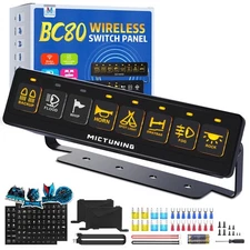 MICTUNING BC80 Wireless 8 Gang Switch Panel LED 4 Mode ON-OFF Relays Circuit Box
