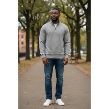 US Polo Assn Mens Quarter Zip Pullover Sweater Gray Heather Small