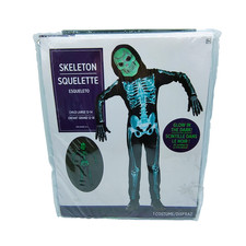NEW Skeleton Kids Halloween Costume Size Large 12 - 14 Years Glow In The Dark