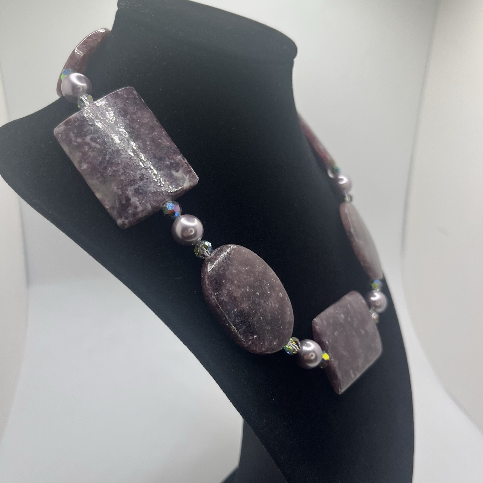 Lepidolite Statement NecklaceSterling Silver Clas… - image 9