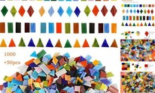 1050 Pieces Mixed Shapes Glass Mosaic Tiles for Crafts, Colorful Mix Opaque 