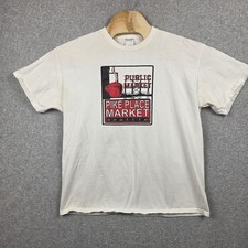 Pike Place Market Shirt Mens Large White Seattle Souvenir Graphic Travel Tee