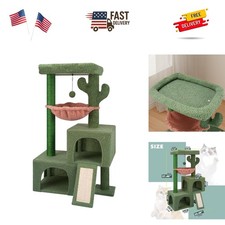 37.4" Cactus Cat Tree Tower with Twin Cat Condos for Indoor Cats, All-in-One ...
