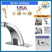 Automatic Sensor Touchless Bathroom Faucet Chrome Commercial Infrared