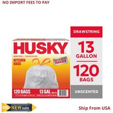 Husky 13 Gallon Tall Kitchen Drawstring Bags,...