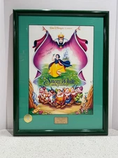 Disney SNOW WHITE SEVEN DWARVES DWARFS Lithograph PRINT Signed Framed VINTAGE LE