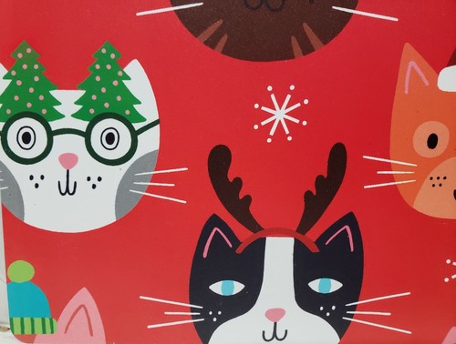 Set of 2 Same Plastic Placemats,11"x17",CHRISTMAS FESTIVE COLORFUL CATS FACES,HL - Picture 9 of 24