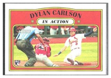 2021 Topps Heritage Baseball #296 Dylan Carlson Base In Action Insert Rookie RC