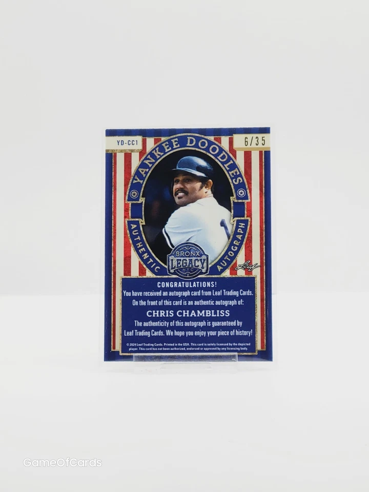 2024 Leaf A Bronx Legacy CHRIS CHAMBLISS Auto Autograph /35 - Yankee Doodles - Image 2 of 2