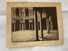 BELLINI PRINT INTERIOR COURTYARD OF THE MARINO PALACE MILAN 1920s.