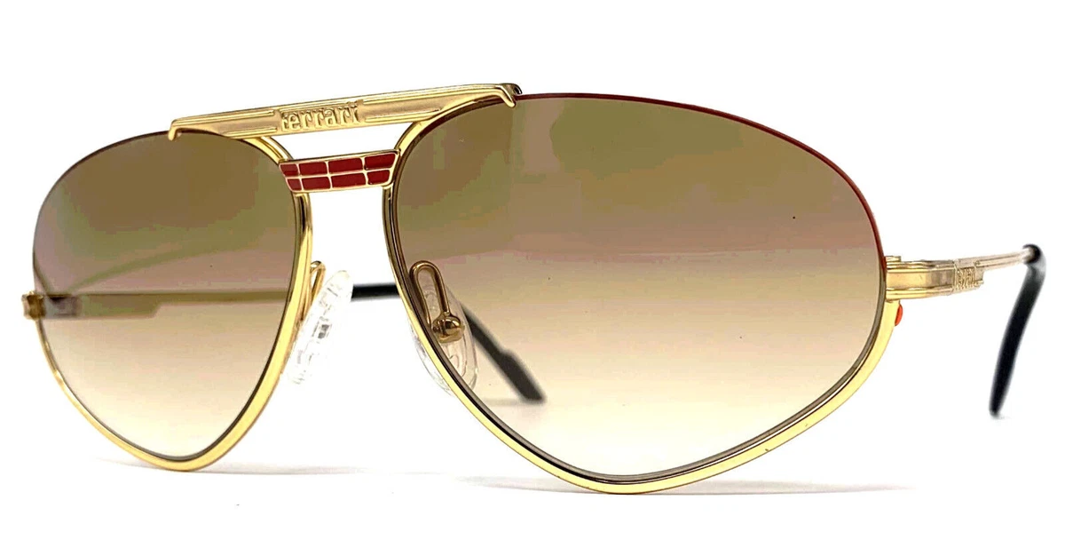 NOS Vintage Ferrari F2 Lunettes de Soleil Or 90 s Italie Petit Original