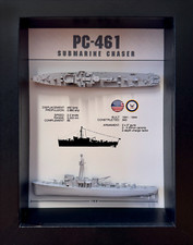 PC-461 Class Submarine Chaser Display Shadow Box, WW2, 6" x 8"
