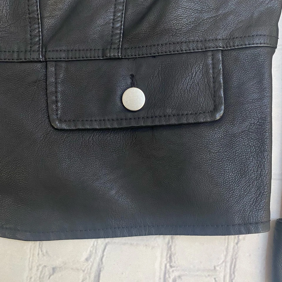 Womens Leather jacket L Zip punk biker goth Emo rocknroll e-girl clubbing rave - Image 3 of 4