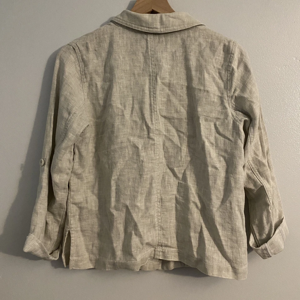 Chaqueta Blazer J Jill 100% Lino Talla XS Gris Claro Lagenlook Minimalista Foto 2 de 4